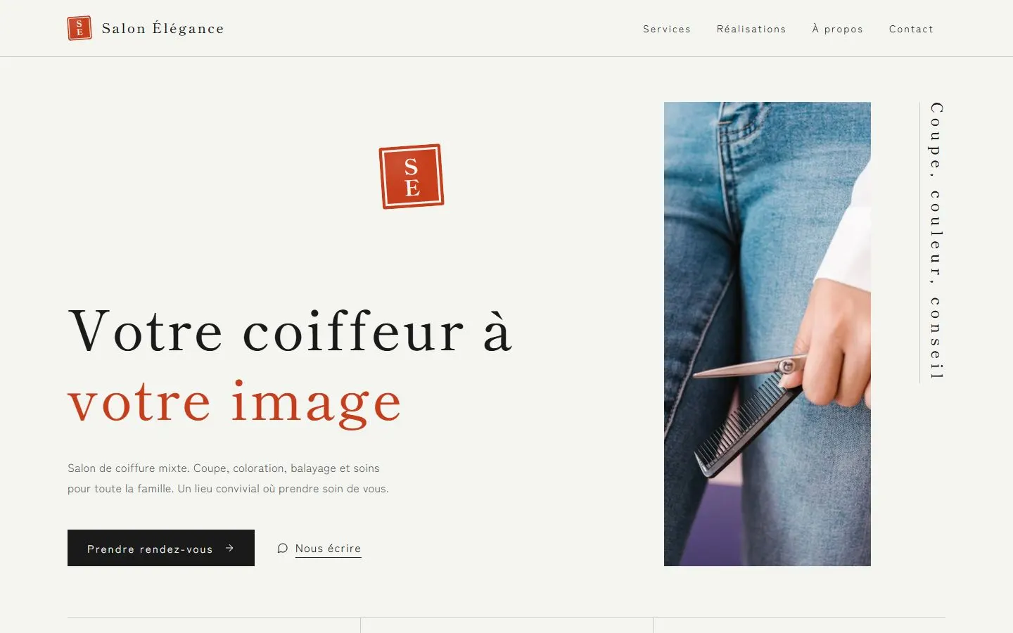 Modèle de site pour : Coiffeur