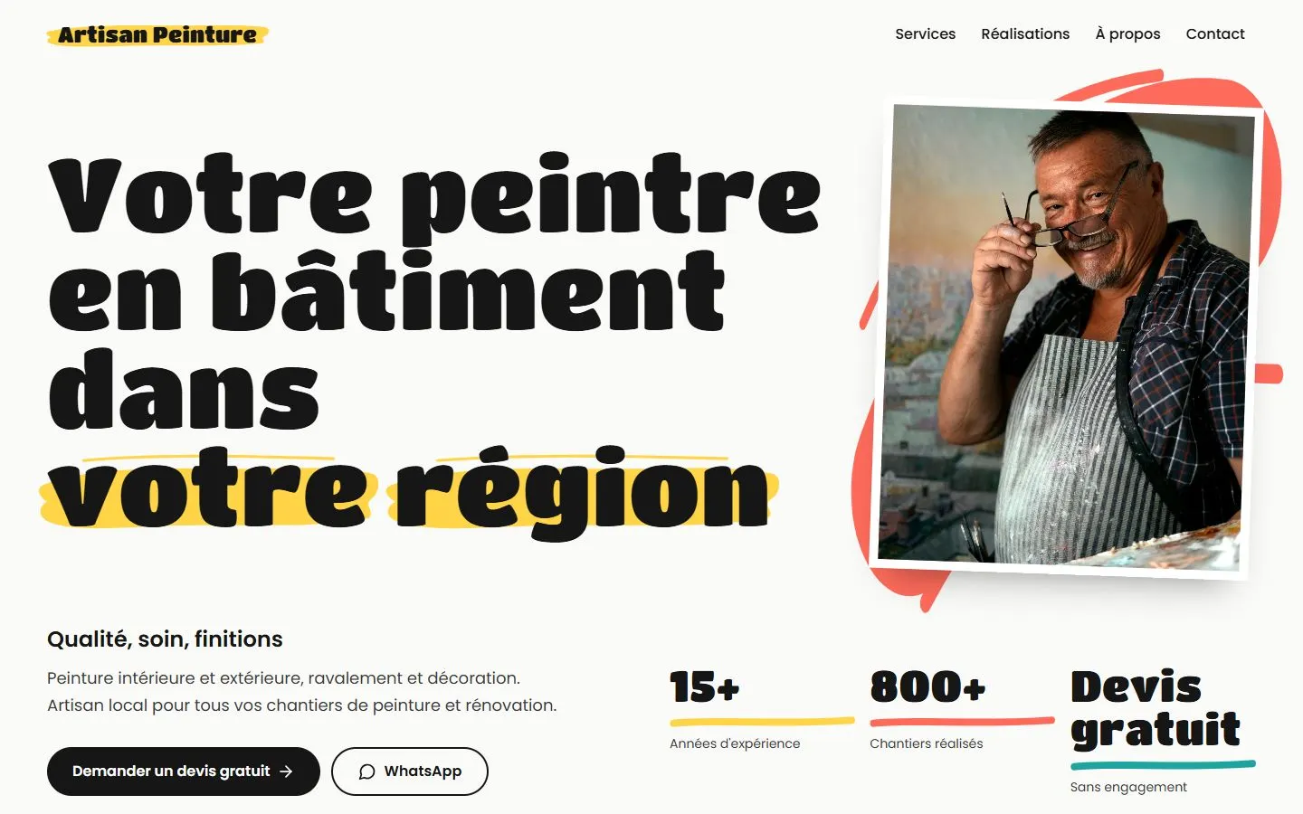 Modèle de site pour : Peintre